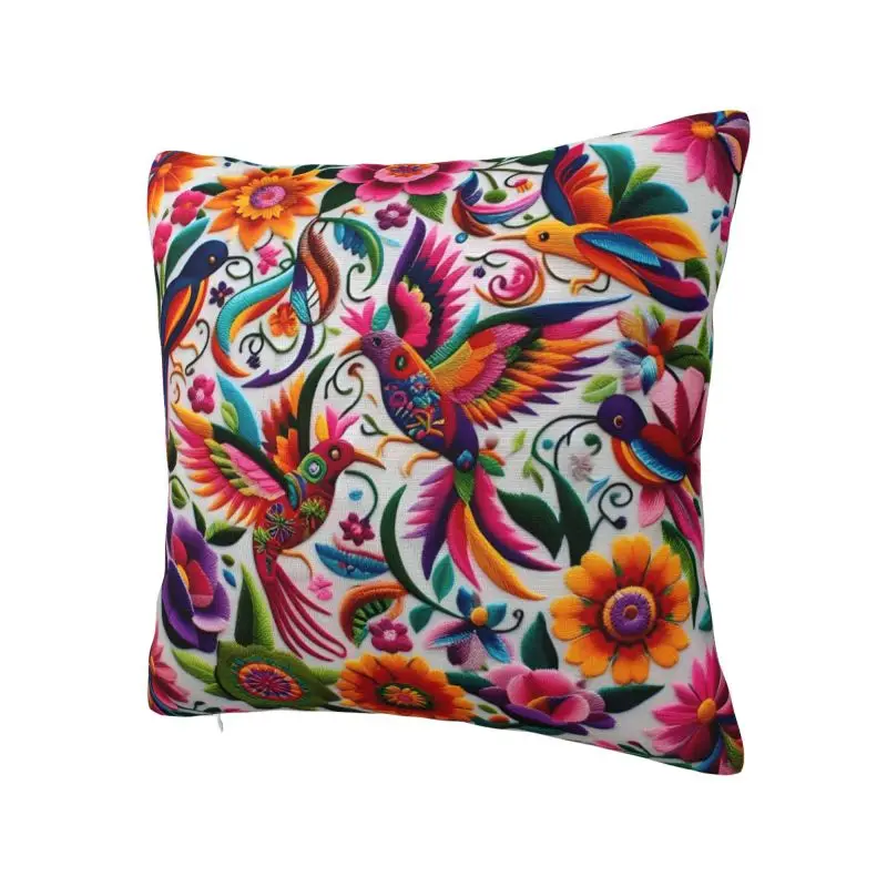 Mexican Otomi Art Birds Flowers Cushion Cover 60x60cm Polyester Velvet Throw Pillow Case For Sofa Car Seat Home Decor Pillowcase