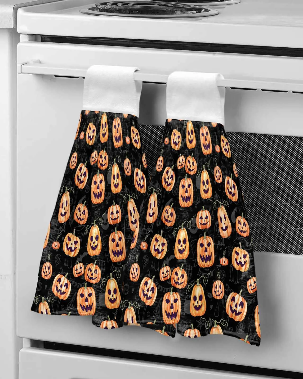 

Watercolor Pumpkin Halloween Wipe Hand Towel Absorbent Hanging Towels Home Kitchen Wipe Dishcloths