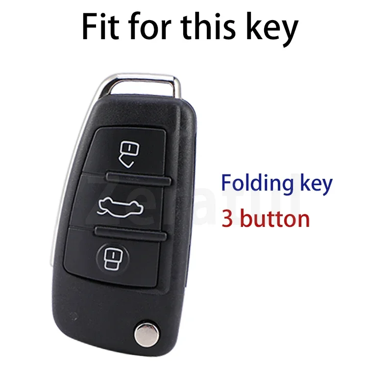 3 Buttons Soft TPU Folding Car Key Case For Audi A1 A3 A6 Q2 Q3 Q7 TT TTS R8 S3 S6 RS3 RS6 Remote Shell Fob Control Holder Cover