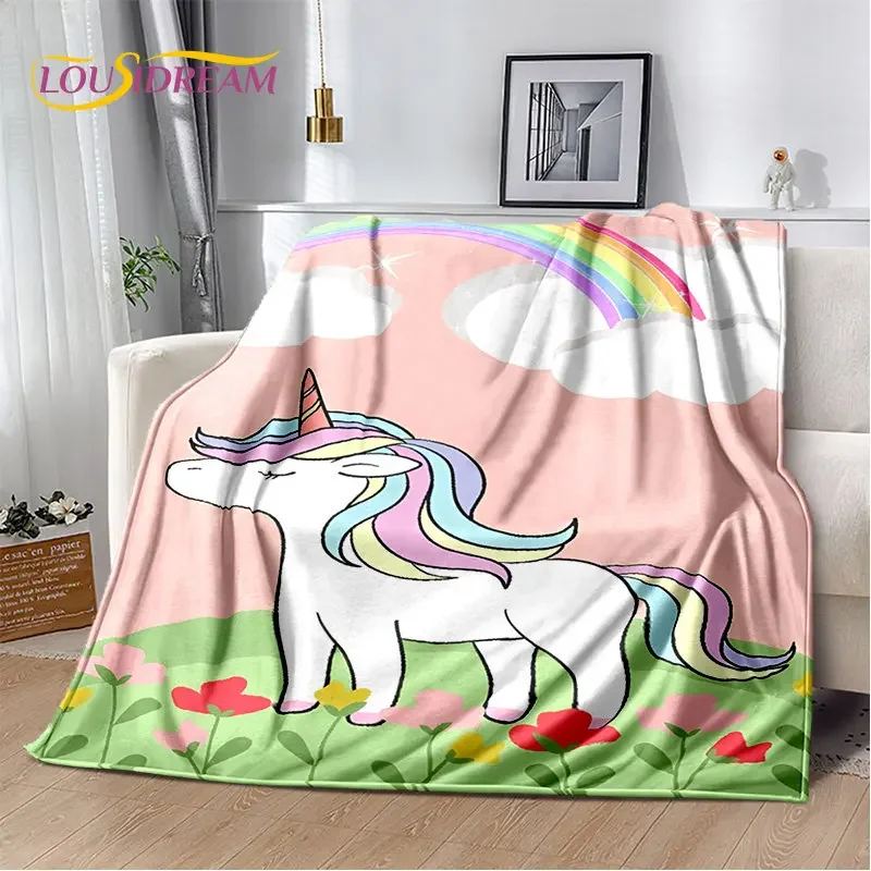 Cartoon Cute Unicorn Soft Plush Blanket,Children's Flannel Blanket Throw Blanket for Living Room Bedroom Bed Sofa Picnic Cover