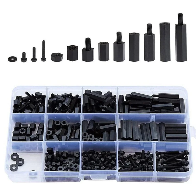 ABGR-320Pcs M2 macho hembra hexagonal Nylon espaciador tornillo roscado Pilar PCB placa base separador fácil de usar