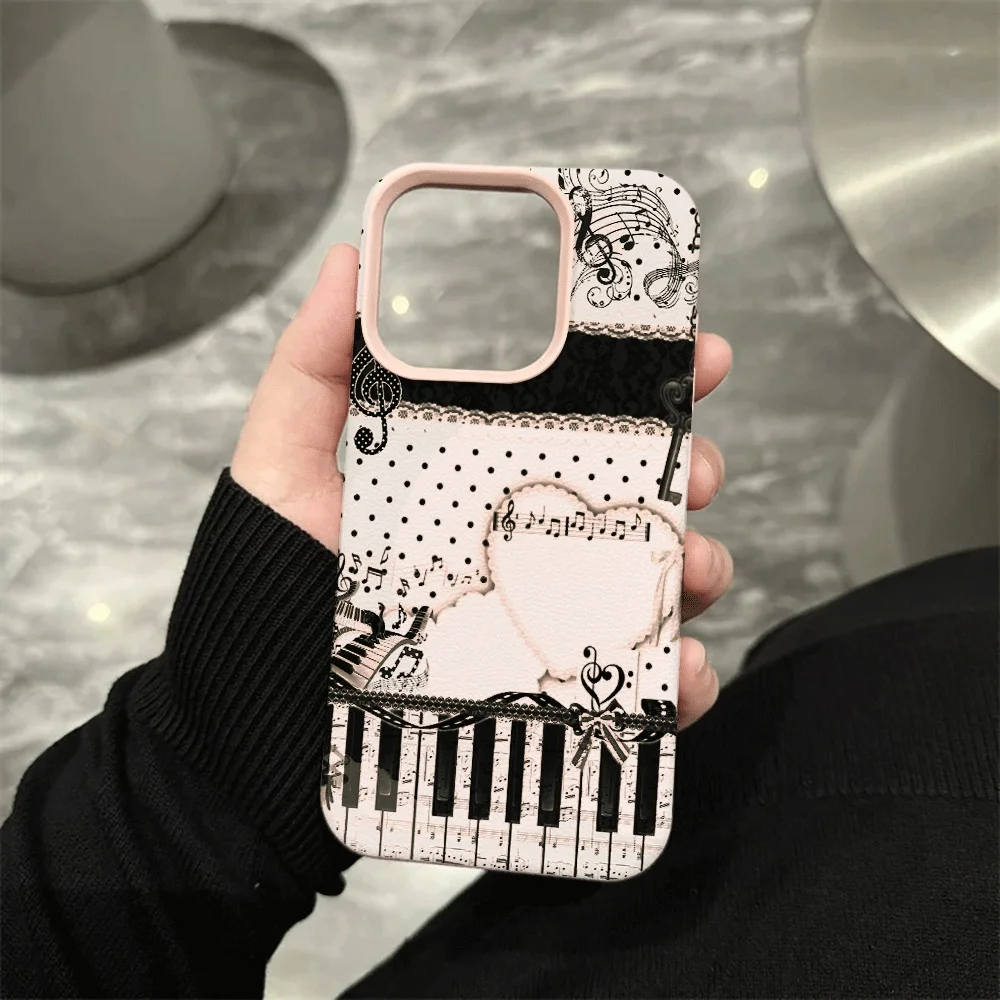 Klaviernoten-Spitzen-Handyhülle für iPhone 17 16 15 14 13 12 11 ProMax 16 15 14 Plus 17 16 15 14 13 12 Pro 17Air Silikon-Matt-Cover – Detail 7