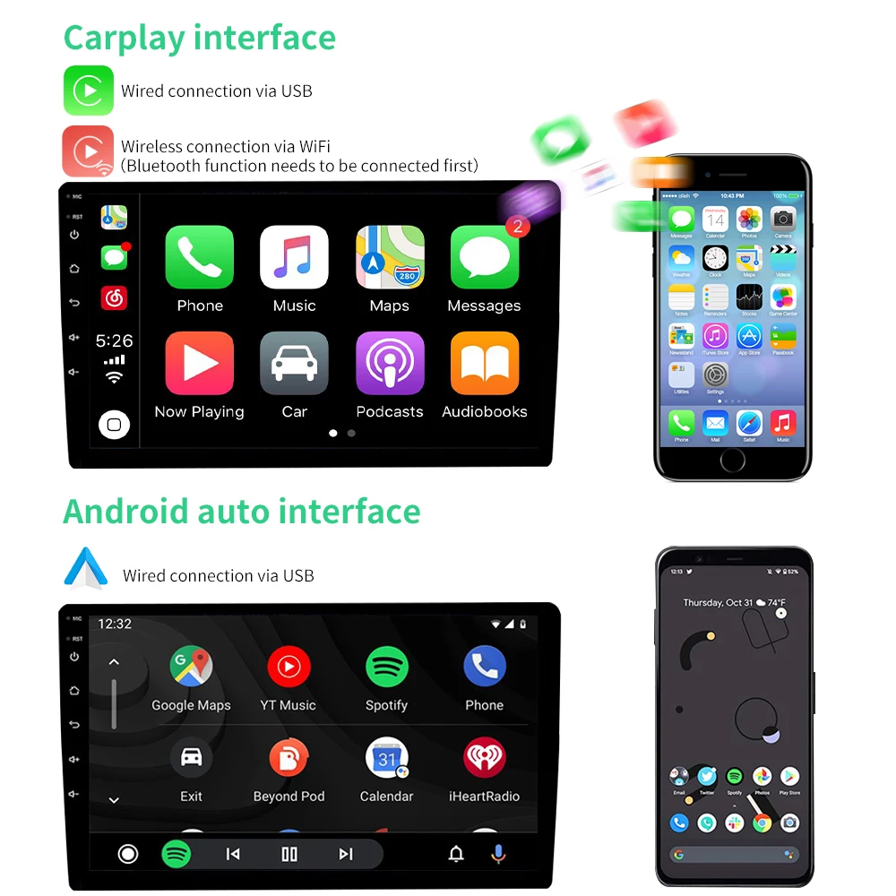 

10.1 Inch 2din Gps Player with Touch Screen 1g+16g with Carplay Android Auto Android Car Radio Stereo Video