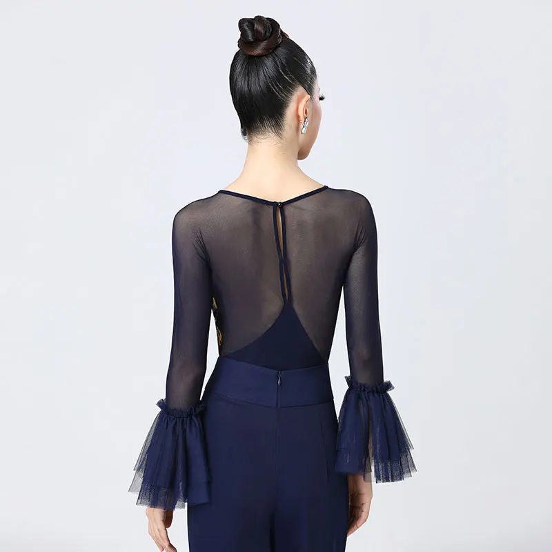 Doubl Waltz top Ballroom Jumpsuit High-end Horn Sleeves Beautiful New Style Dance Clothes