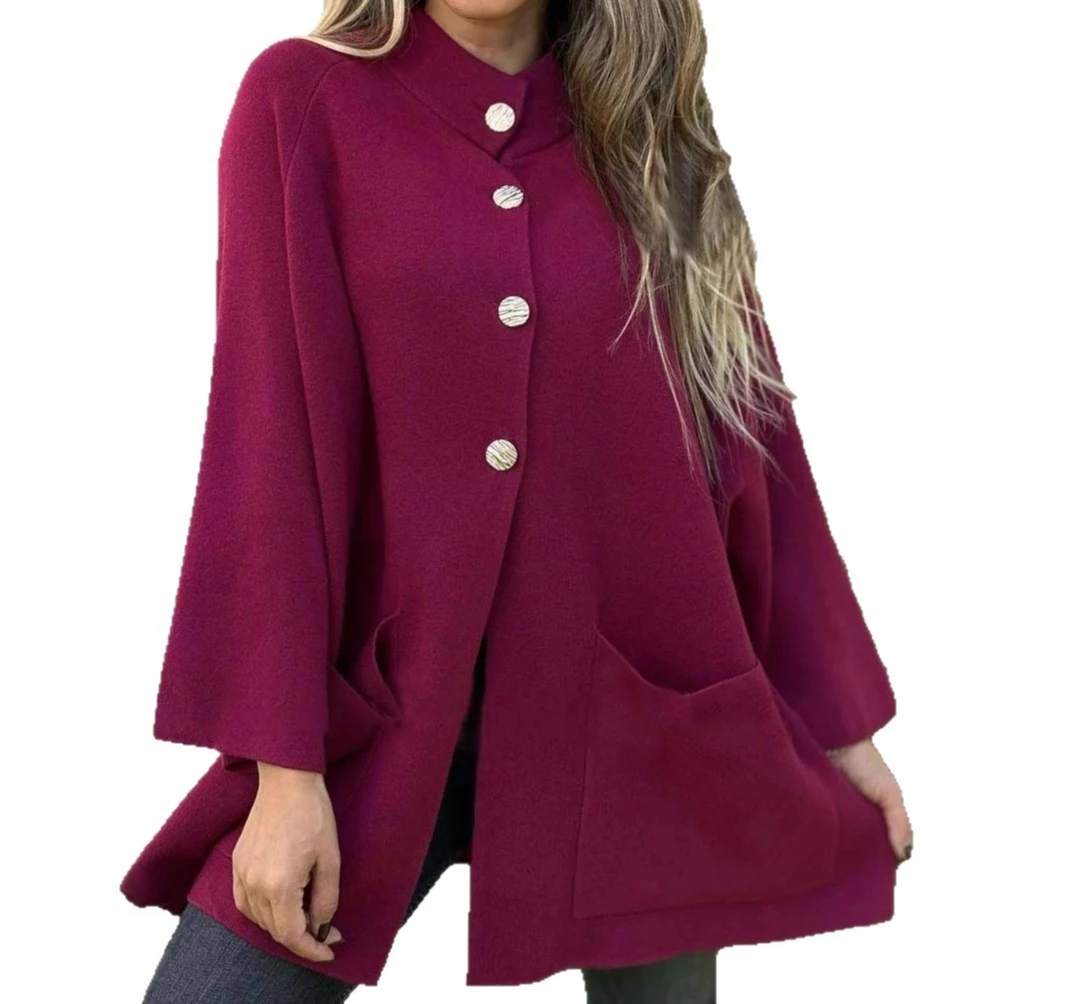 معطف صوفي غير رسمي عصري جديد لخريف وشتاء 2025 سترة صوفية واحدة الصدر للنساء #5