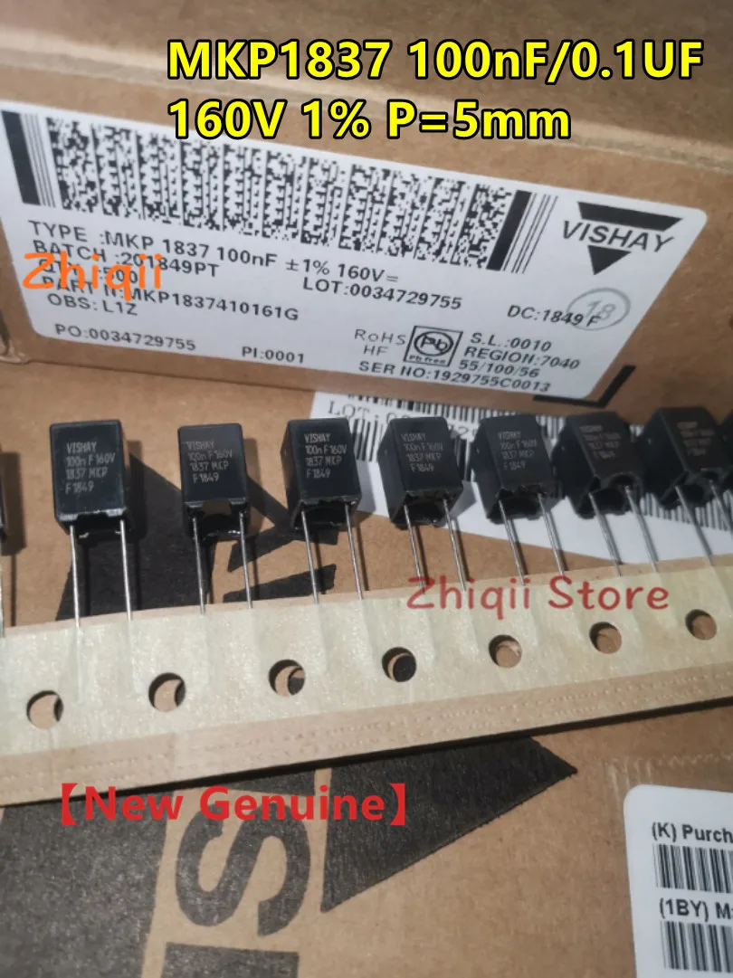 5pcs/10pcs 100nF 160V VISHAY-ERO MKP1837 0.1UF 160V ±1% P=5mm Black Film Capacitor 1837 MKP 104 100NF 160V Copper foot New