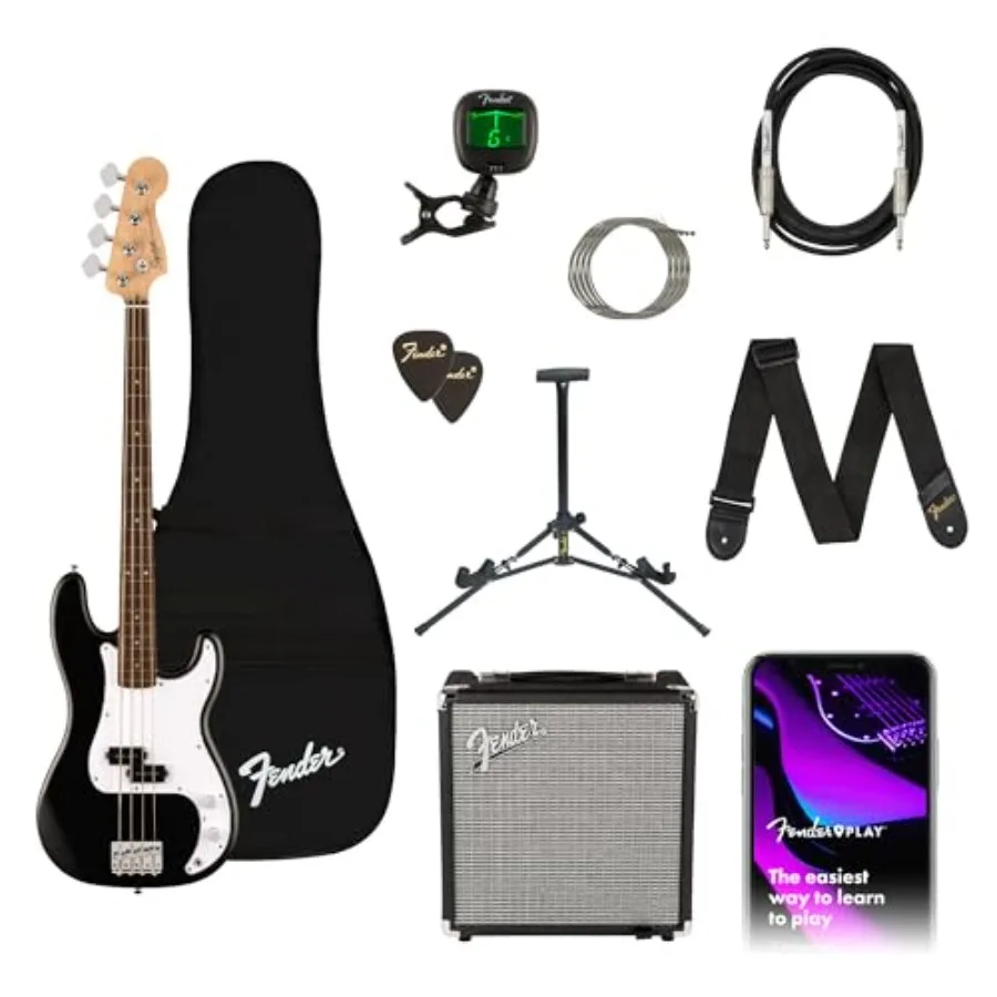 

Гитарный набор Squier Debut Series Precision Bass для начинающих с 2-летней гарантией, включает усилитель Rumble 15 и чехол с подкладкой.