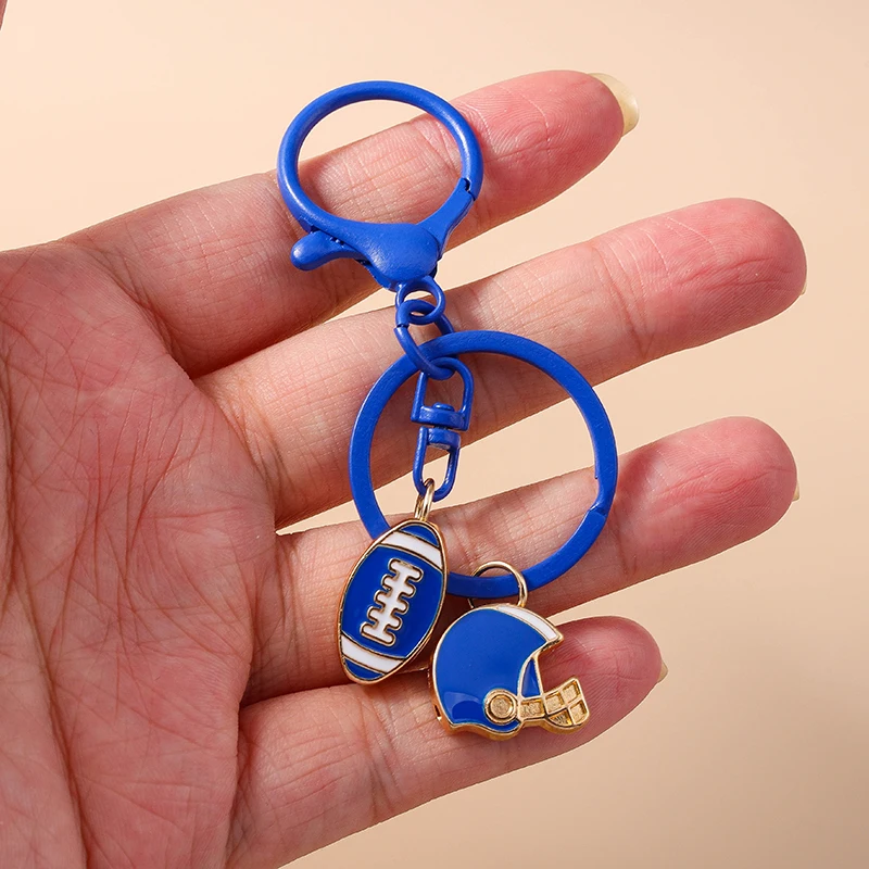 Aihua Nette Emaille American Football Sport Schlüsselbund Rugby Ball Helm Anhänger Schlüssel Ring Für Frauen Männer Tasche Zubehör DIY Schmuck – Detail 6