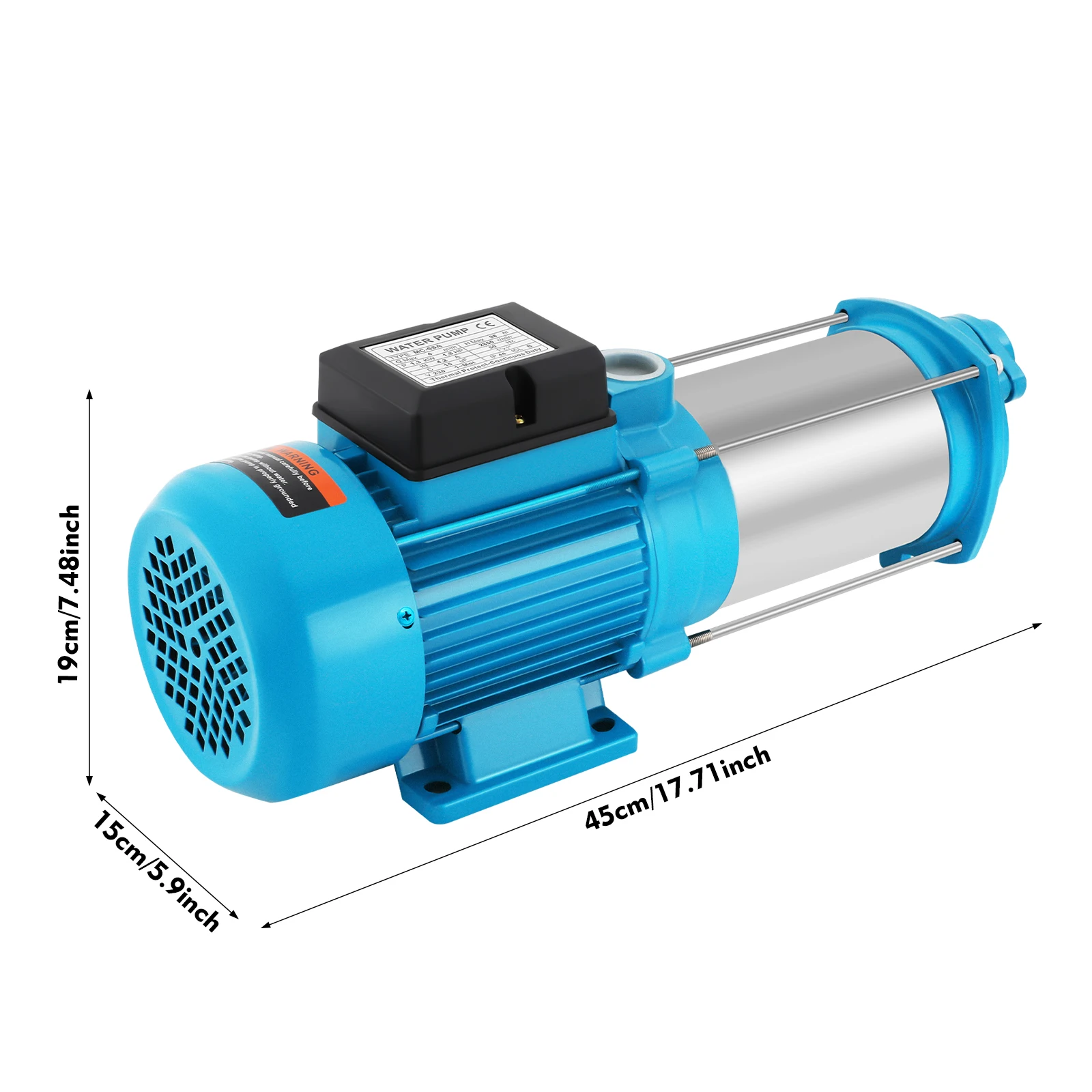 IP44 Wasserdichte Kreiselwasserpumpe - Selbstansaugende Pumpe mit Manometer, 98m Förderhöhe, 4000L/h für Bewässerungs-/Kühlsysteme – Detail 24