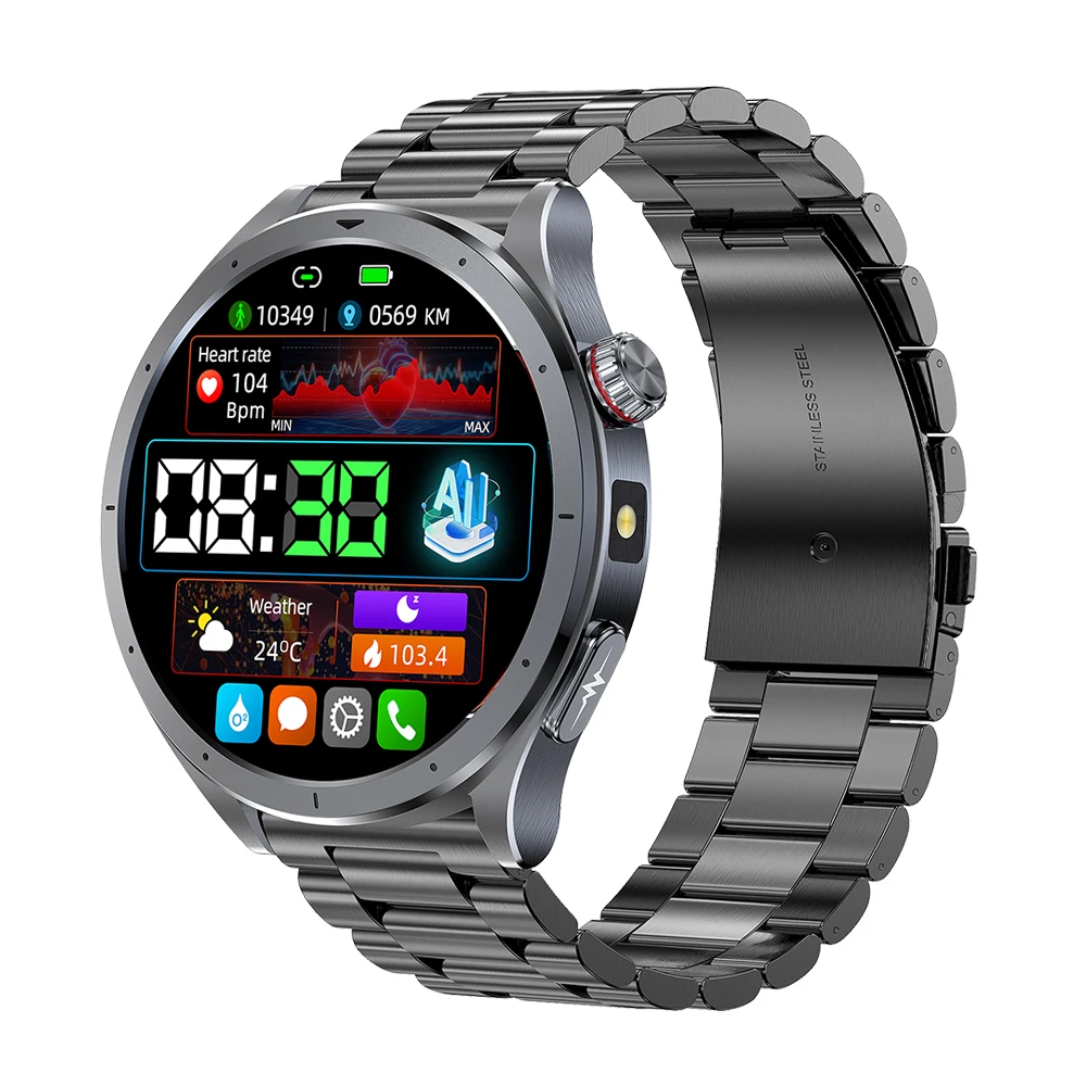 Body Composition Blood Component Micro-examination ECG Health SmartWatch Men Bluetooth Call LED Wrist Flashlight Smartwatch 2025