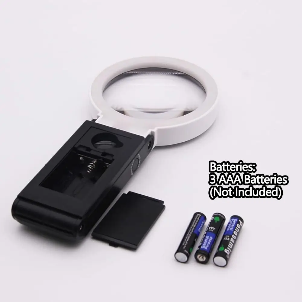 Folding Design Magnifying Glass with Light Stand Handheld 6X 25X LED Illuminated Magnifier Powered by Battery or USB