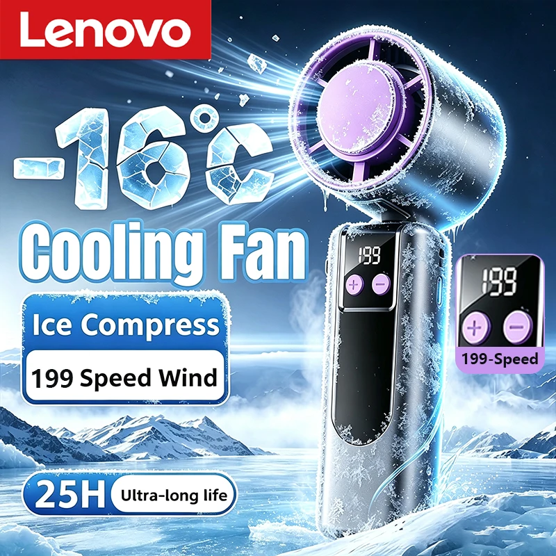 Портативный-высокоскоростной-вентилятор-lenovo-199-с-большой-турбиной-usb-зарядкой-цифровым-дисплеем-ручной-мини-вентилятор-с-функцией-охлаждения