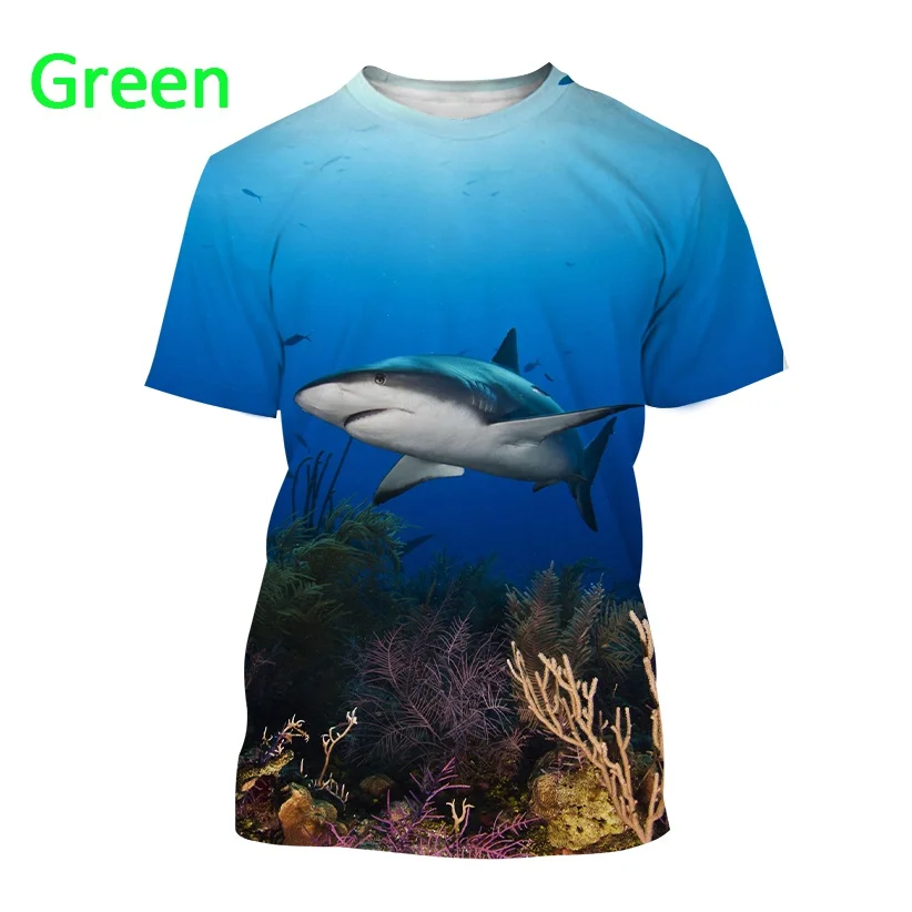 Popular New Animal Popular Great White Shark 3D Printing T-shirt Retro Men\'s Summer Casual Fashion Unisex T-shirt Top