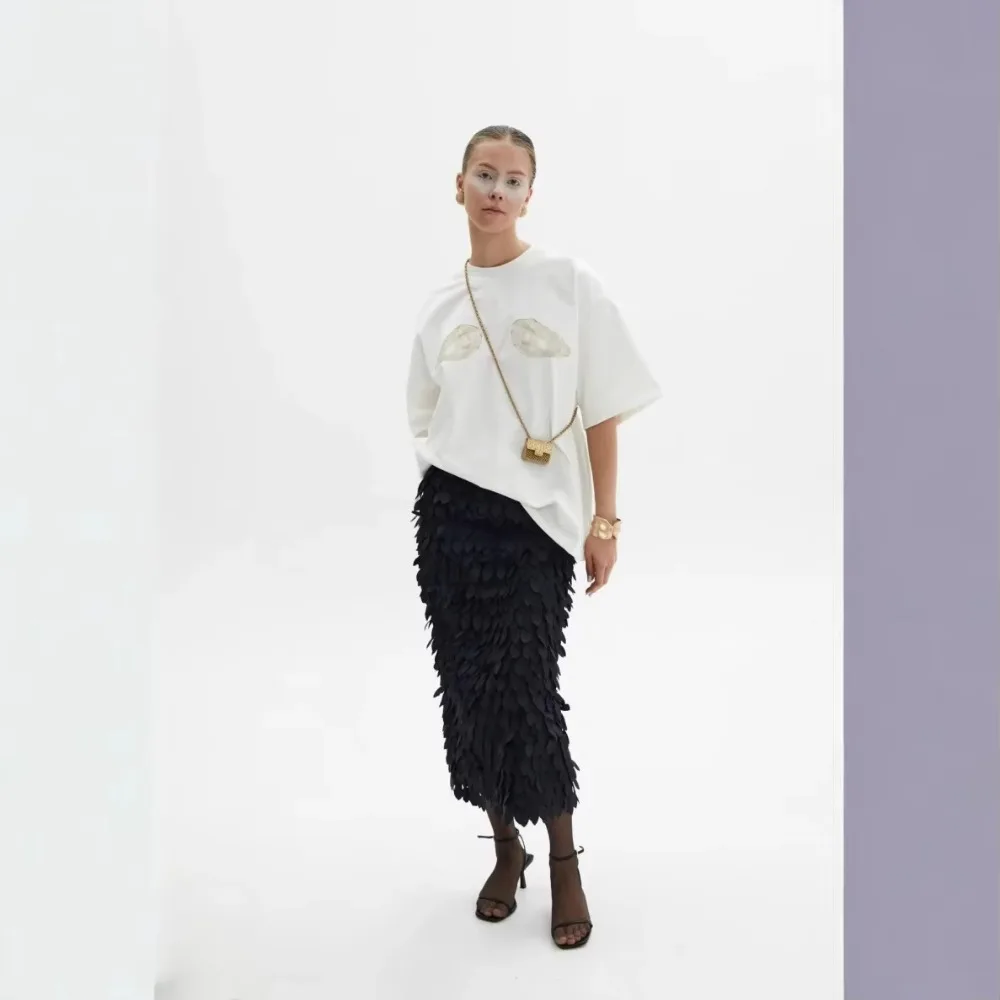 Été russe rue Y2k coquille imprimé T-shirt à manches courtes femmes décontracté américain col rond confortable demi-manches T-shirt