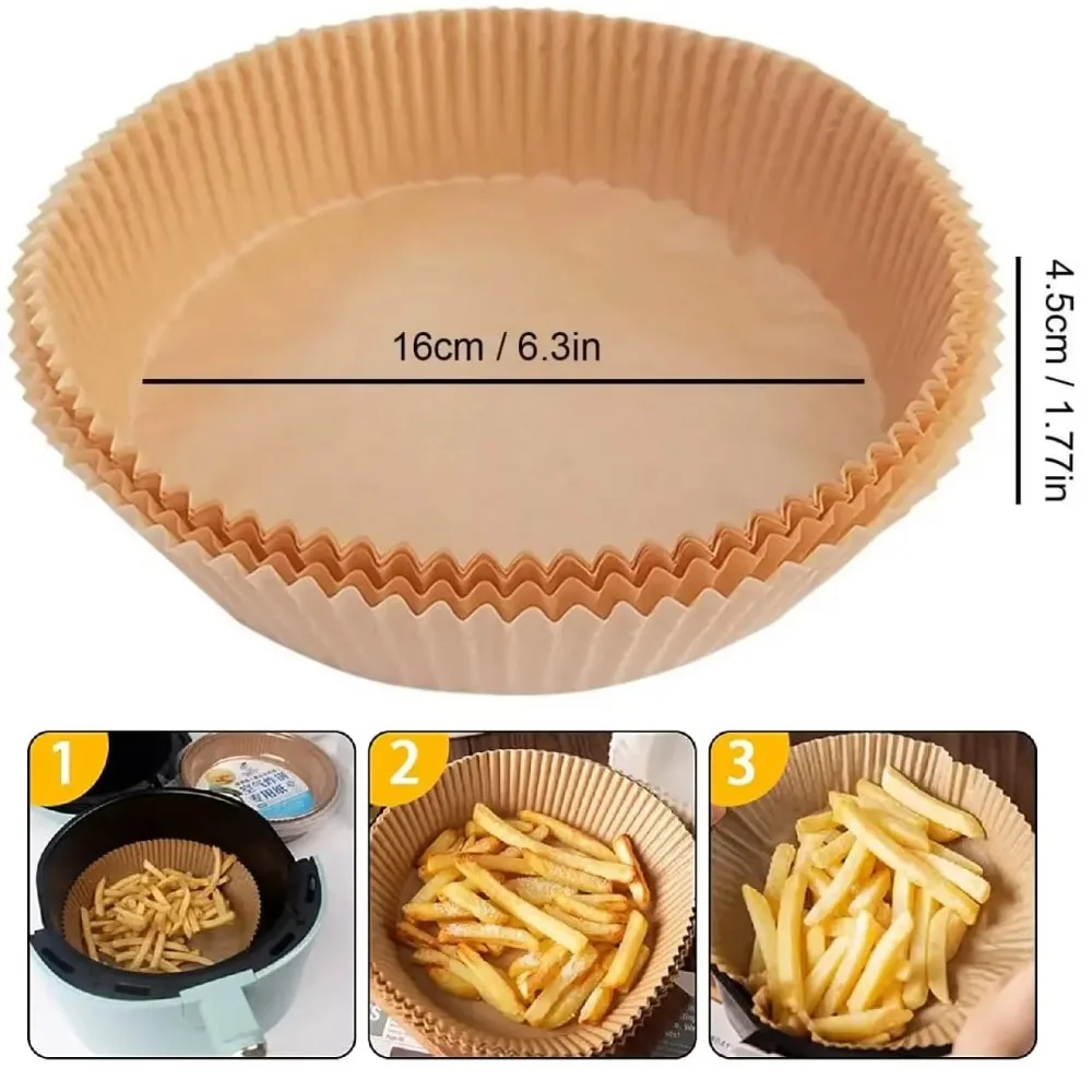 50/100pcs Air Fryer Disposable Paper Round/Square/Rectangle Liner Non Stick Special Round Size Baking Papers Kitchen Accessories