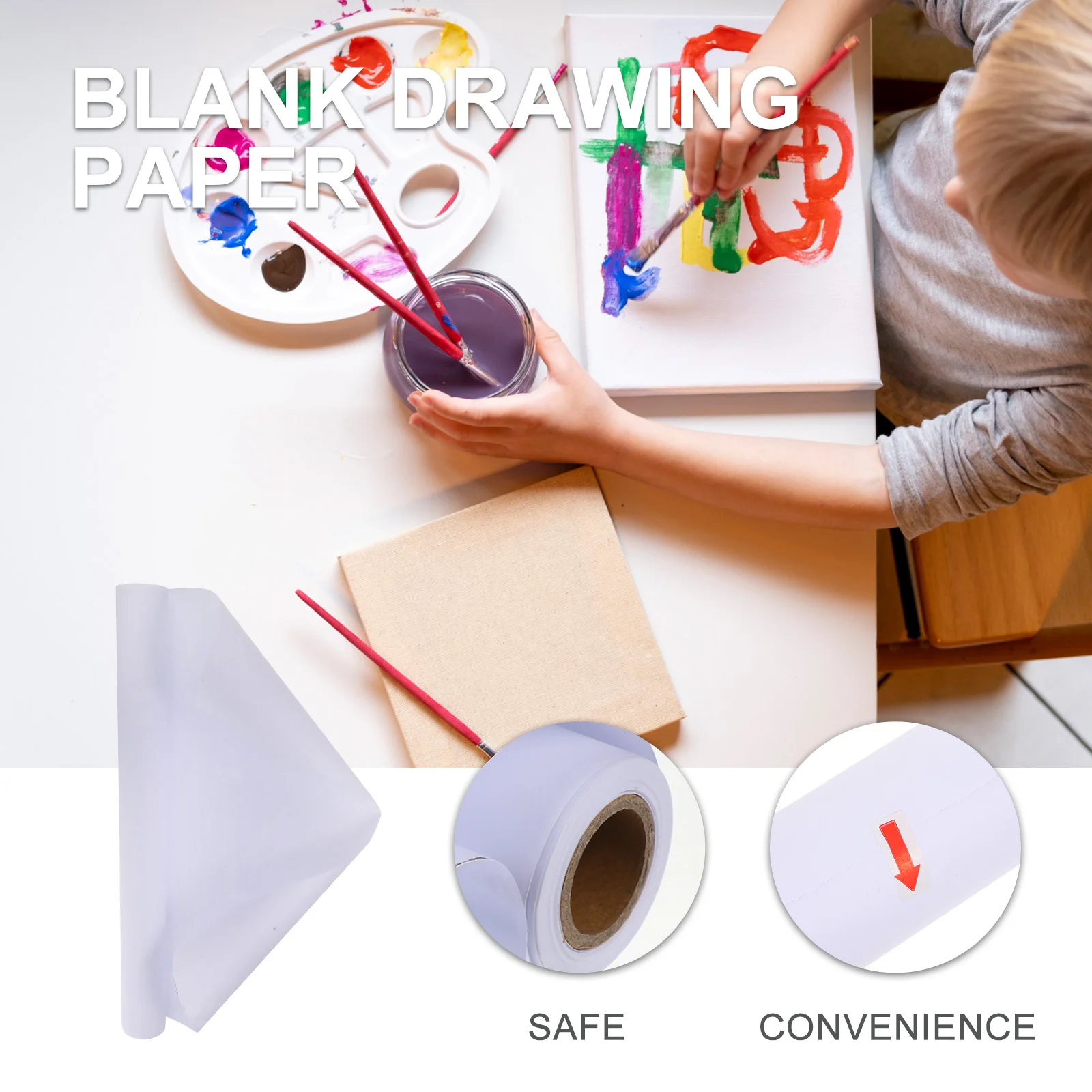 2 Rolls White Paper Drawing Baby Table Top Easels for Painting Craft Blank Sketch
