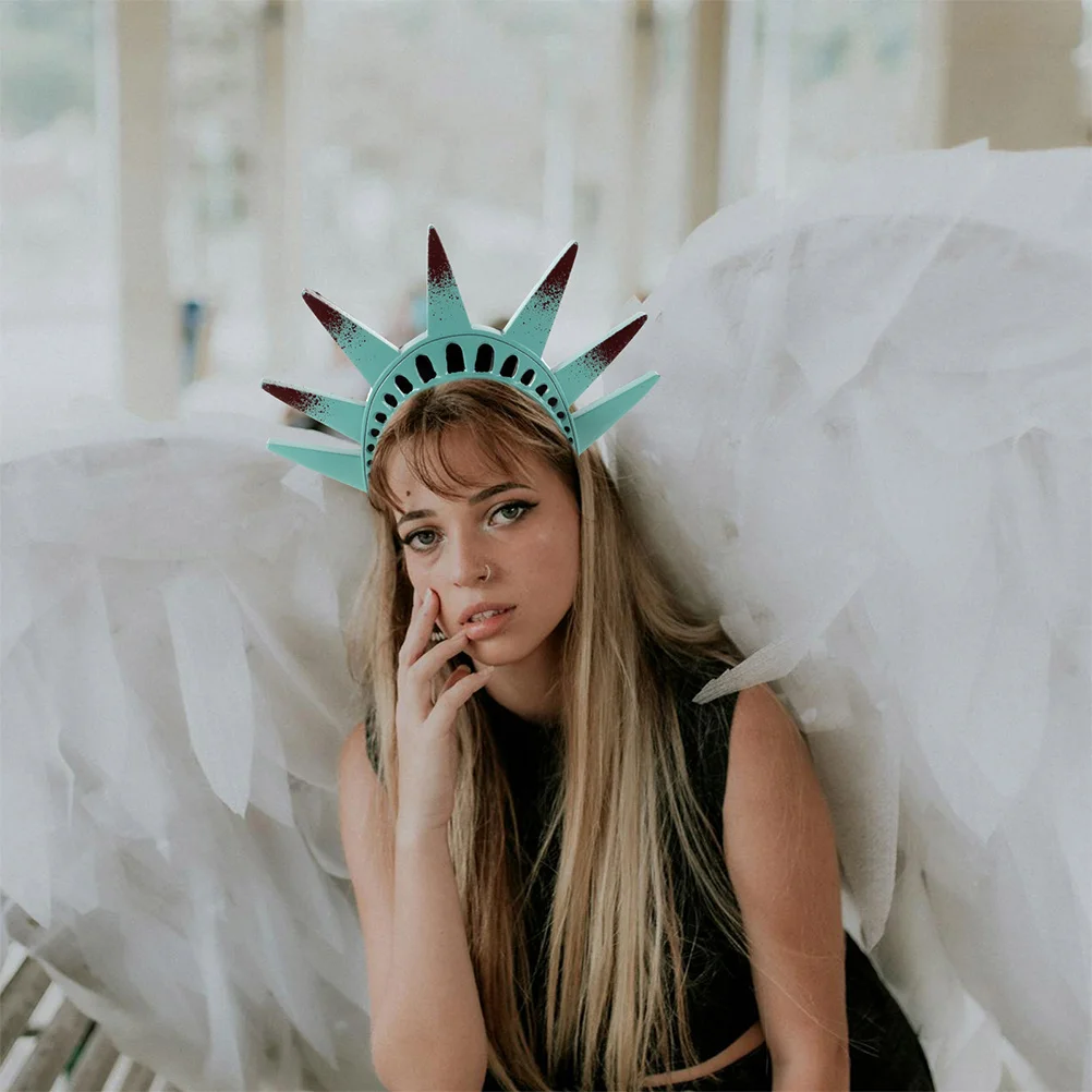 1 zestaw Opaska na głowę z głową Statuetki Wolności Korona Palnik Motyw USA Akcesorium na imprezę Halloween Kostium Rekwizyt do odgrywania ról Dla Kobiet Mężczyzn Dzieci