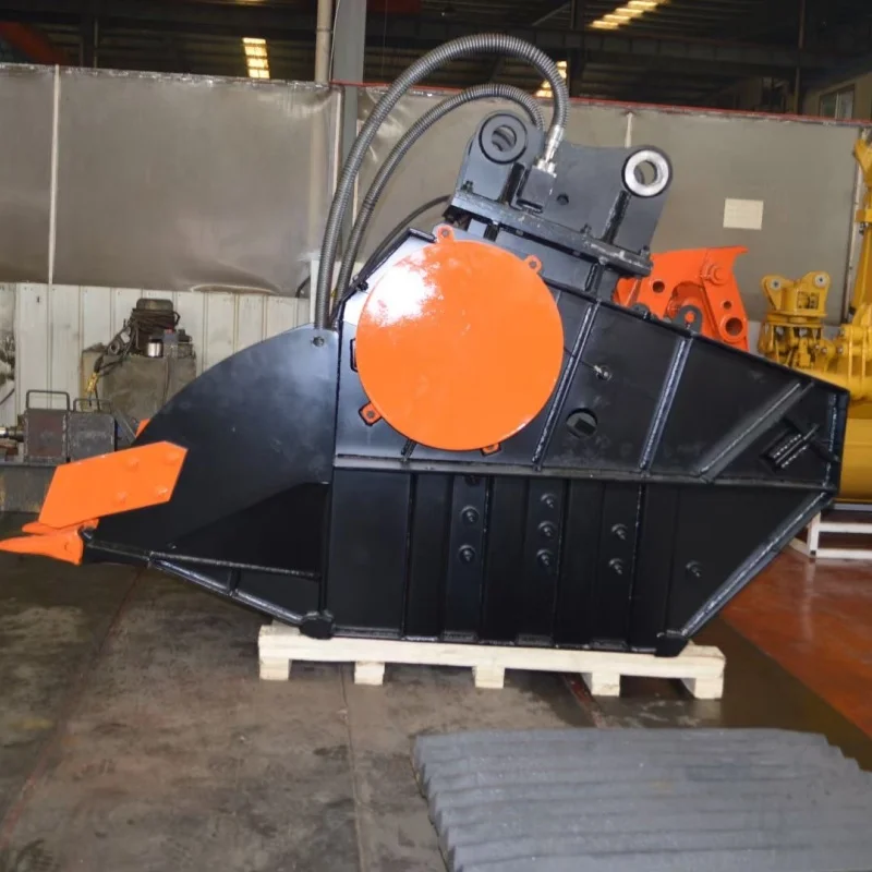 Rock Hydraulic Crusher Bucket Excavator Concrete Jaw Crushing Attachment Demolition Recycling Heavy Equipment