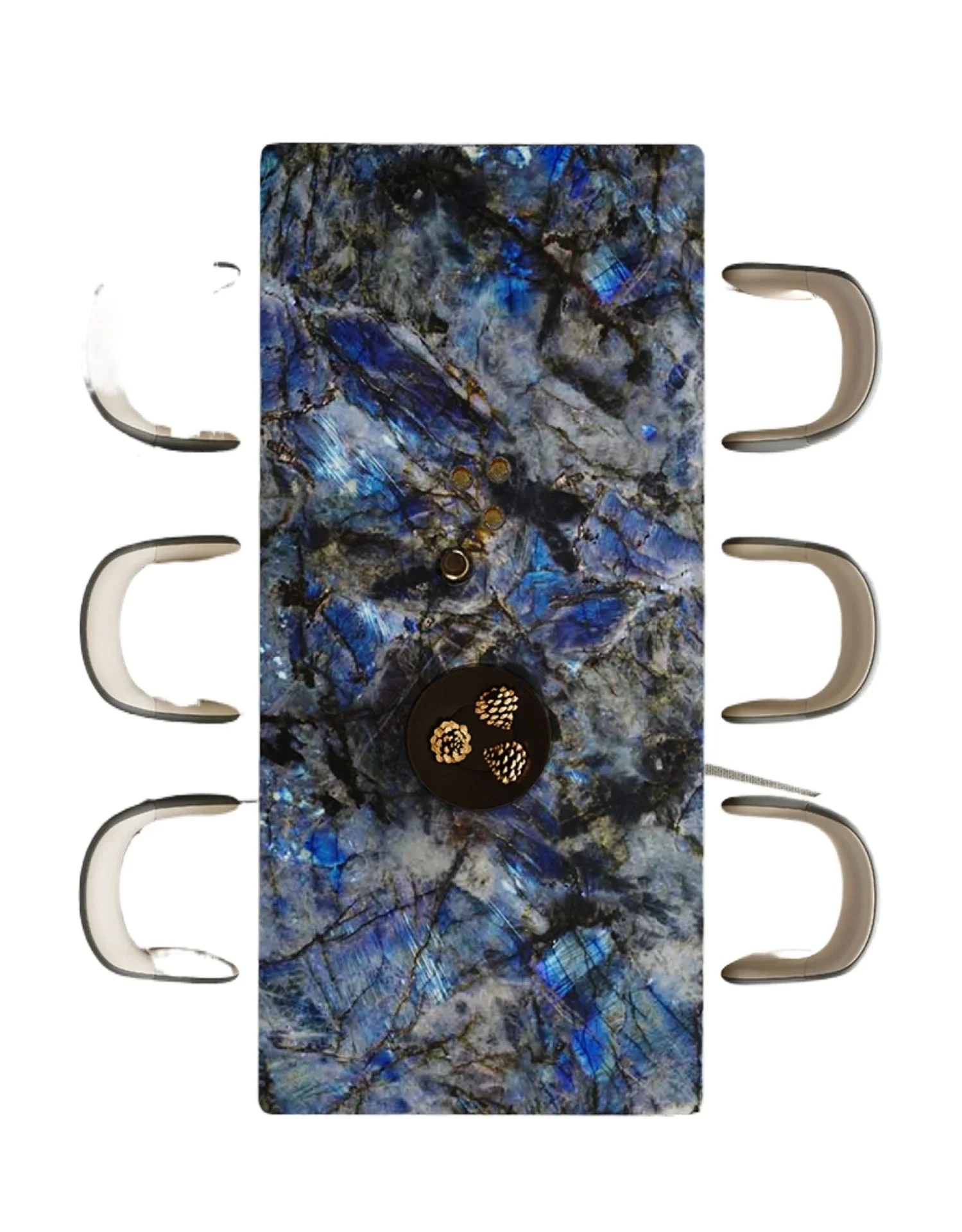 Blue jadeite microcrystalline stone dining table Italian light luxury modern luxury stone high-end rectangular household