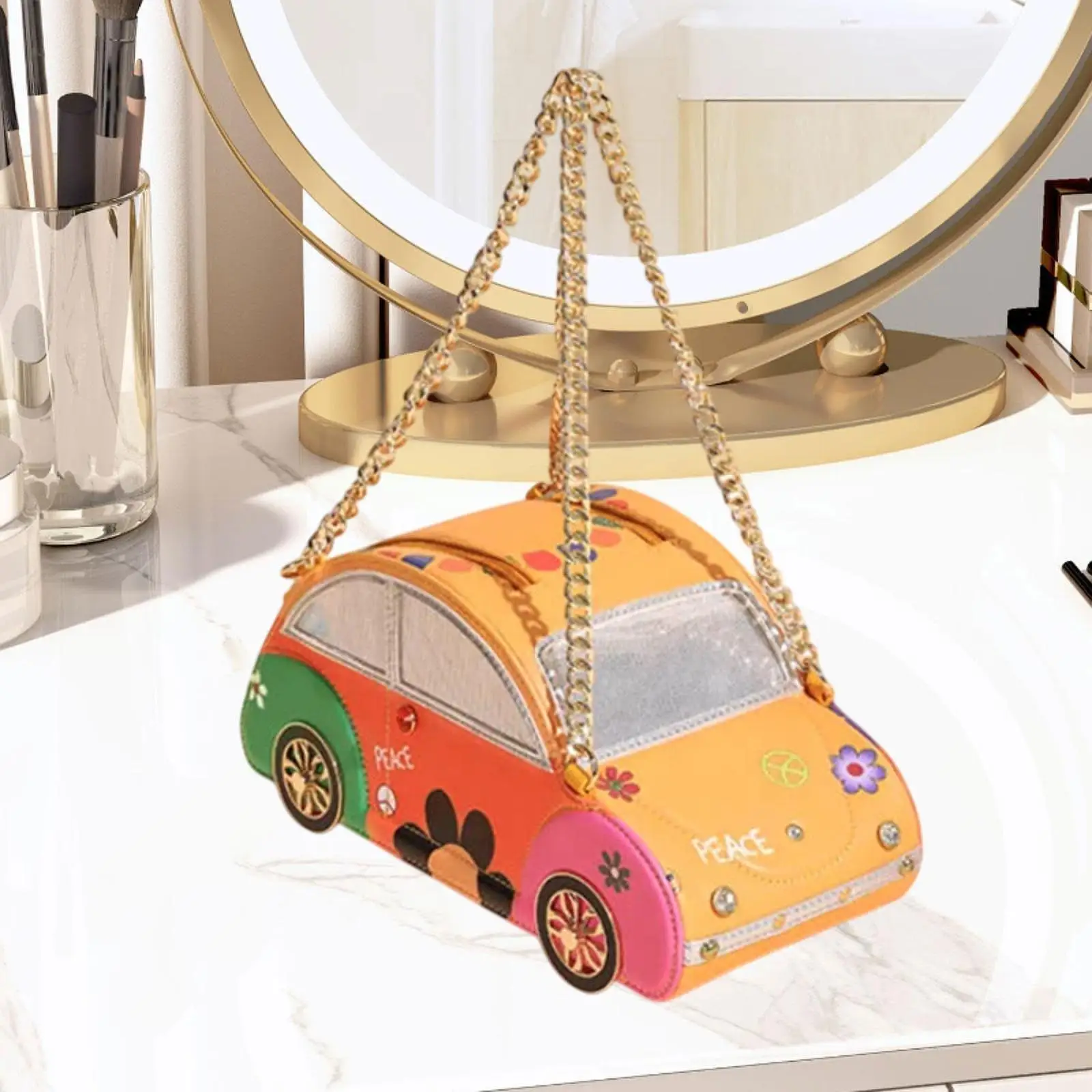 

Handbag for Women Gold Chain Car Style Bag Purse for Lady Evening Phone