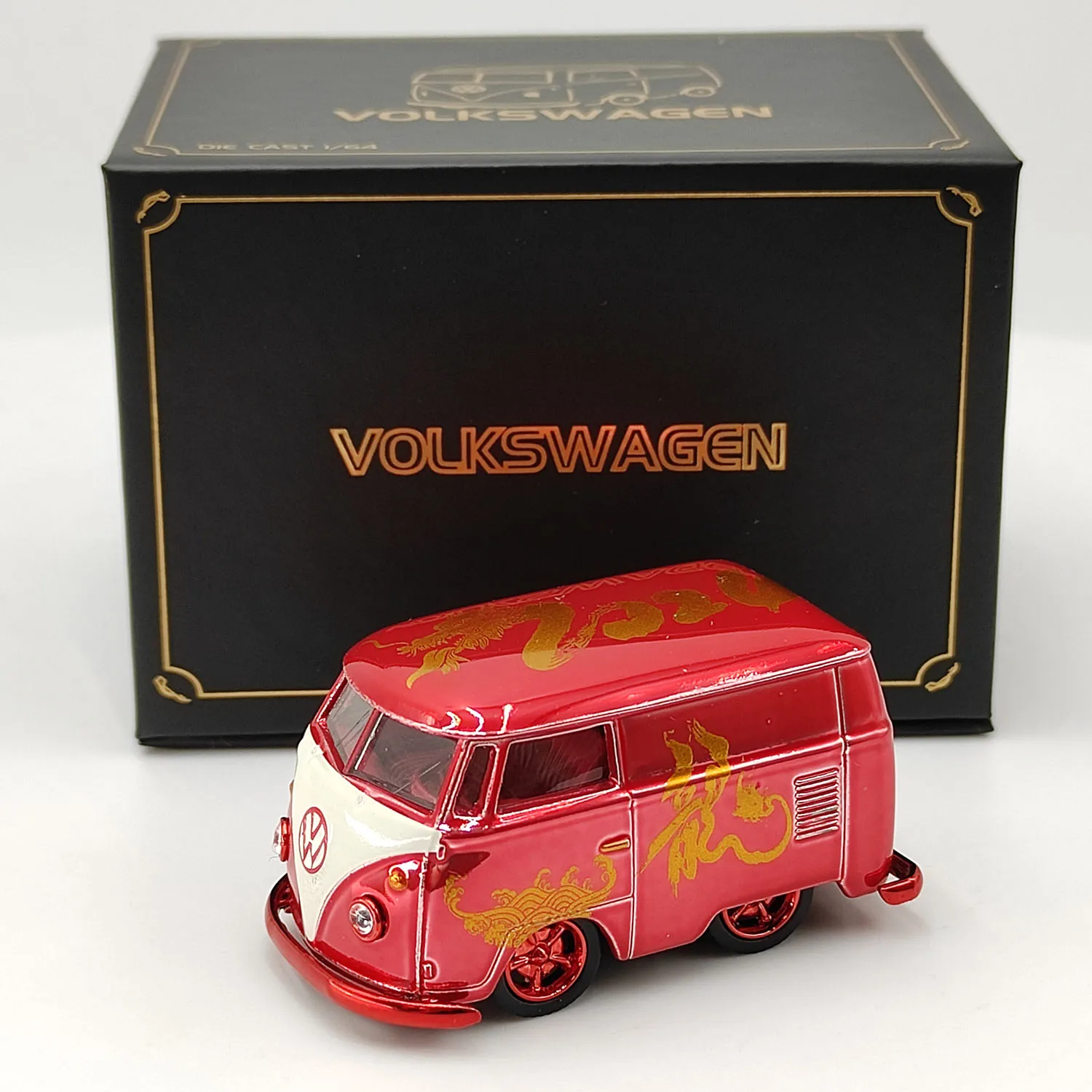 Diecast HY 1/64 Scale Volkswagen T1 1960 Minivan Mini Short Axle Dragon Version Bus Simulation Alloy Car Model Collectible Toy