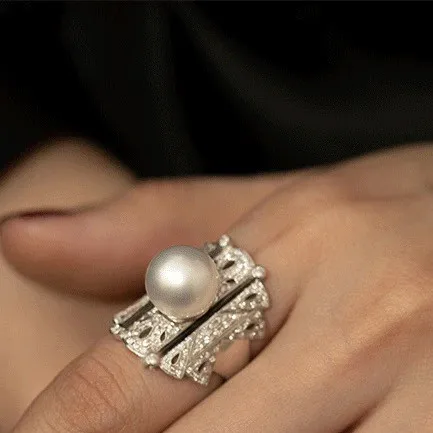 ジルコニアパールヒマワリの指輪,調節可能な開口部,高級ジュエリーギフト,ゴールド,新品,2024