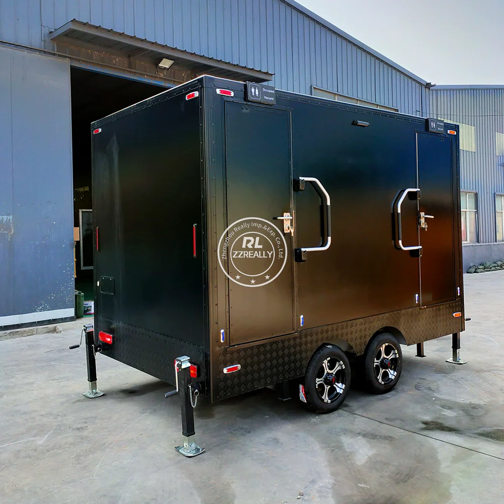 

4 Station Portable Toilet Trailer with Shower Rooms Luxury Restroom Trailer for Outdoor Camping Prefab House Mobile Toilet