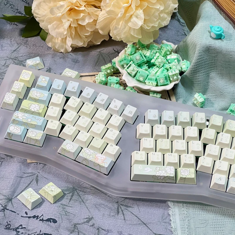 Moonlight Jasmine Keycaps In Stock Mechanical Keyboard Original Factory Height Sublimation PrintingPBTkeycap
