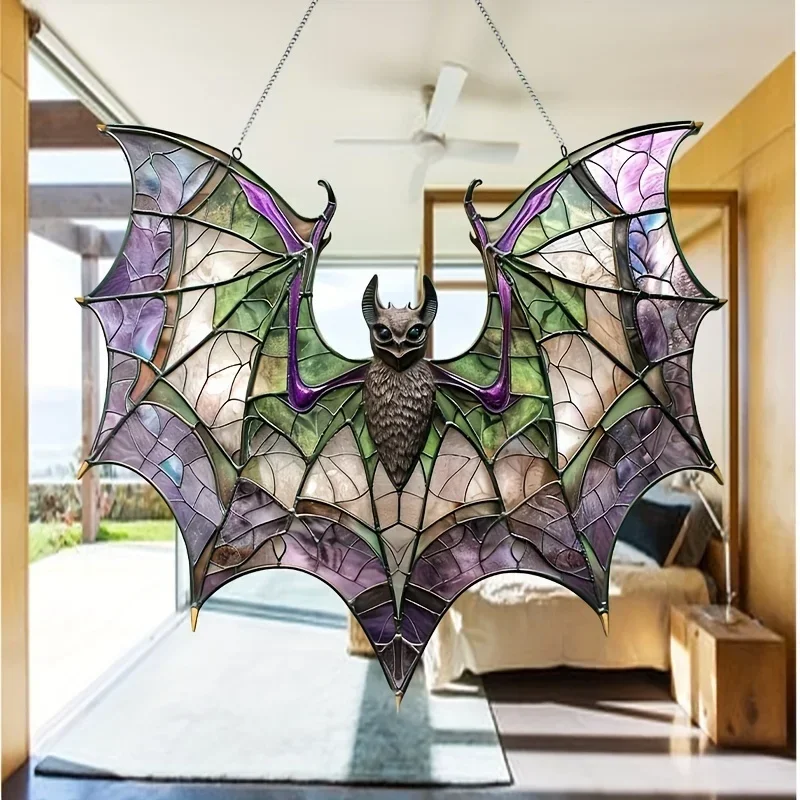 Zeitgenössische Acryl Fledermaus Sun catcher Halloween Dekor Home Wand kunst Kranz Herzstück Zubehör Gothic Fledermaus hängen Ornament