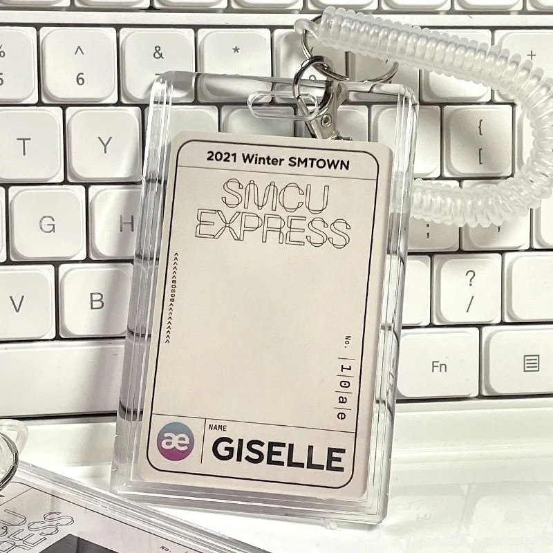 1pc Clear Acrylic ID Card Holders, Vertical Slot & Scratch-Resistant, for Office Badge Key Card Access, with Lanyard Hole