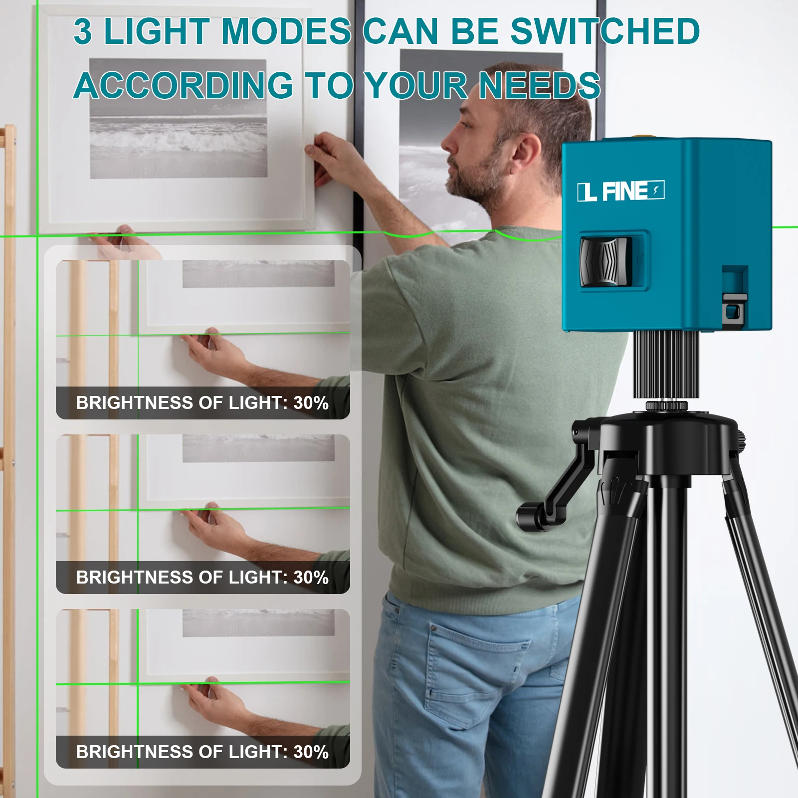 Lfine 2-liniowa profesjonalna poziomica laserowa automatyczna 360° ° Samopoziomujące, poziome i pionowe narzędzia laserowe Nivel Cross Green Line