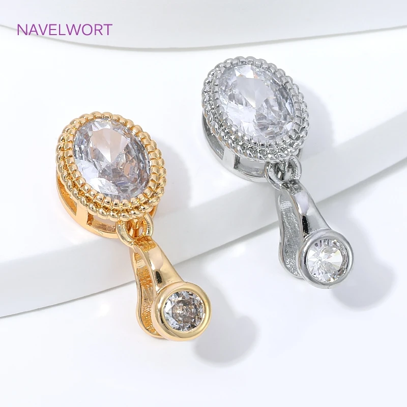 1/2/3Pcs 14K Gold Plated Brass With Zircon Pendant Pinch Bails Clasp,Bails For Pendants,DIY Necklace Making Accessories