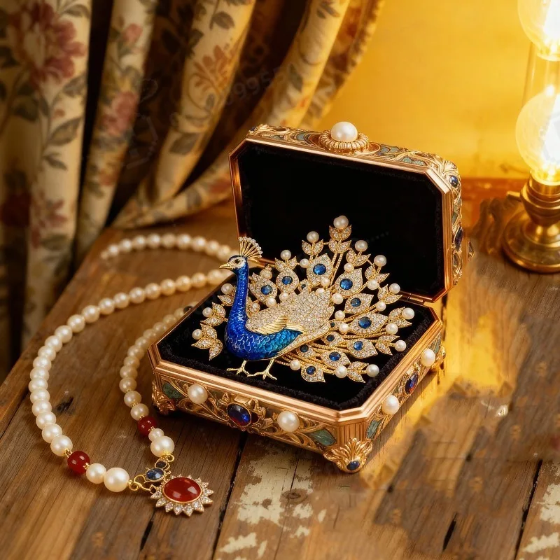 Handmade Natural Freshwater Pearl Peacock Brooch - High-end Elegant Banquet Party Dress Accessory - Ideal Gift Item