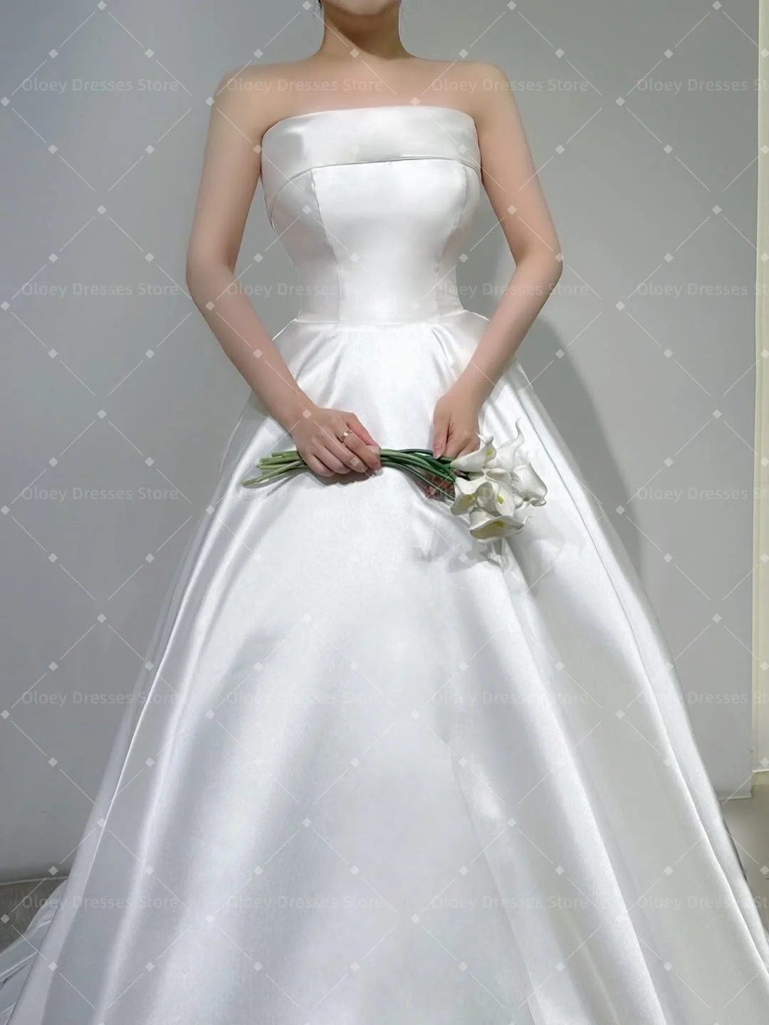 OLOEY Elegant Ball Gown Wedding Dresses 2026 Korea Photo shoot thick Satin Corset Back Floor Bride Gowns Customized