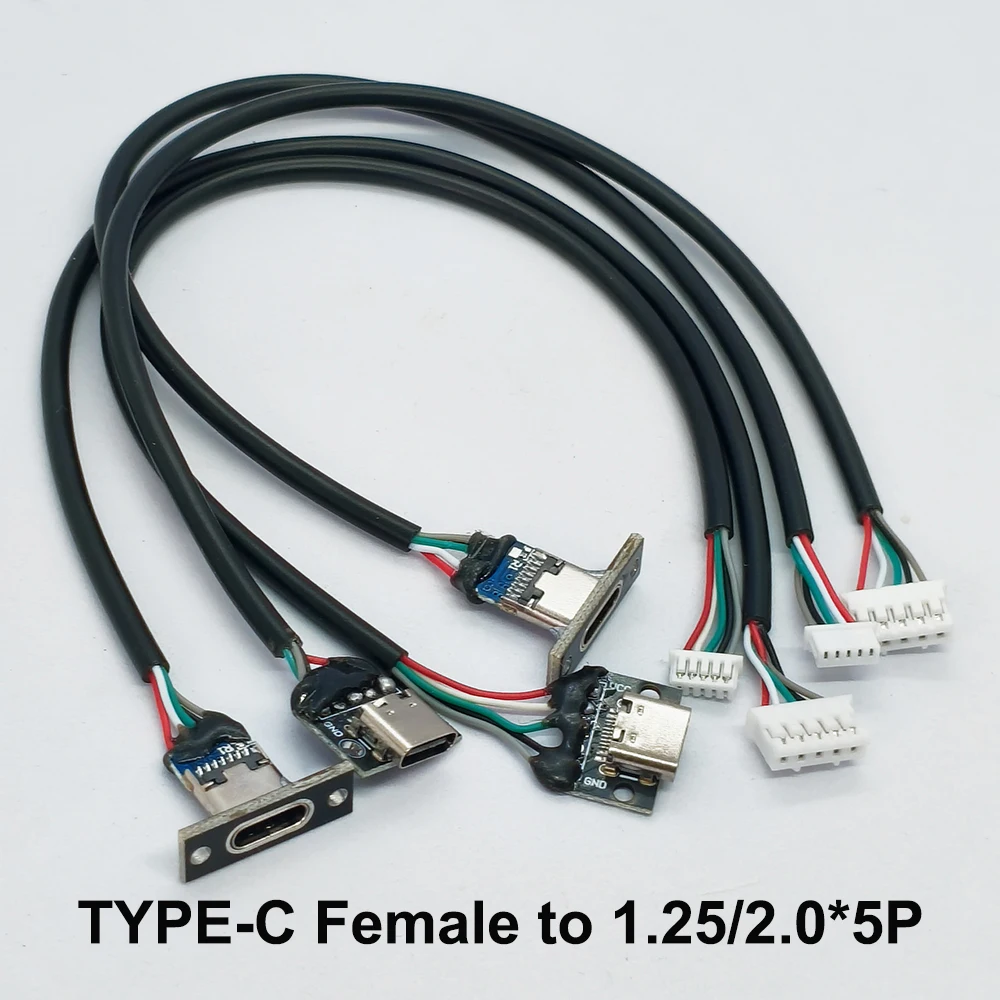 1Pcs Mechanical Keyboard Detachable Cable Type-C Female to 1.25 * 5P/2.0 * 5P Terminal Keyboard Mod Data Charging Wire