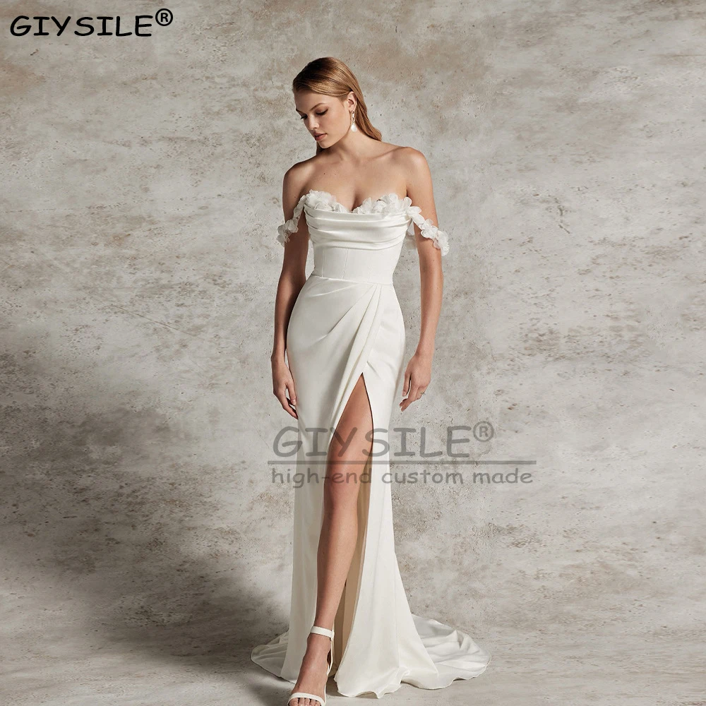 

GIYSILE Customized White French Light Wedding Dress 2025 Satin Mermaid Dress Bridal Photo Shoot Dresses vestidos de novia boda
