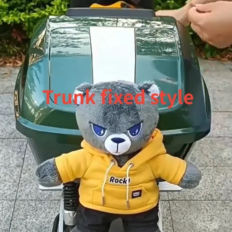 Plush Bear Doll Motorcycle Body Decoration Toy Fixed on Trunks/Bags High-end Gift Beautify Moto Modification Accessories