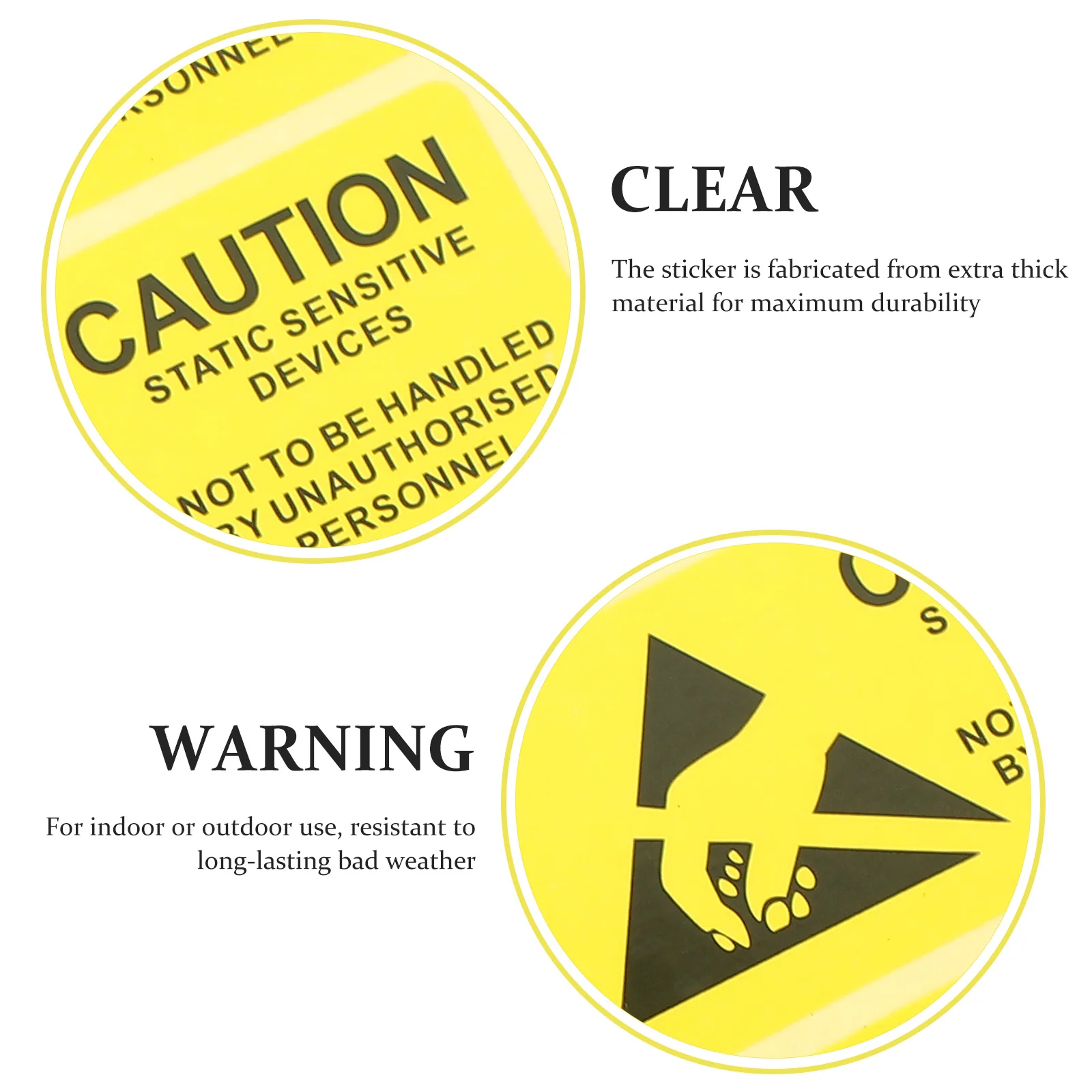 

450Pcs Static Devices Stickers Thick Warning Sign for School Shop Wall Car Auto Bumper Decals Yellow 55x25mm Indoor Outdoor