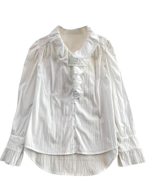 Doce renda guarnição longa sve proteção solar feminina irt outono inverno casual solto assimétrico topo menina faion