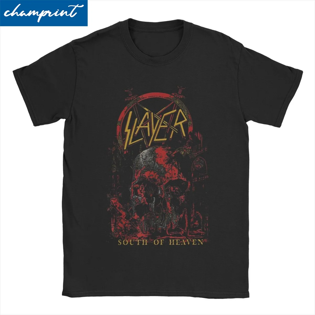 South Of Heaven 1980s Band Trash Metal T-Shirt Men Women Slayer Vintage Pure Cotton Tees Round Collar Short Sleeve T Shirt 6XL