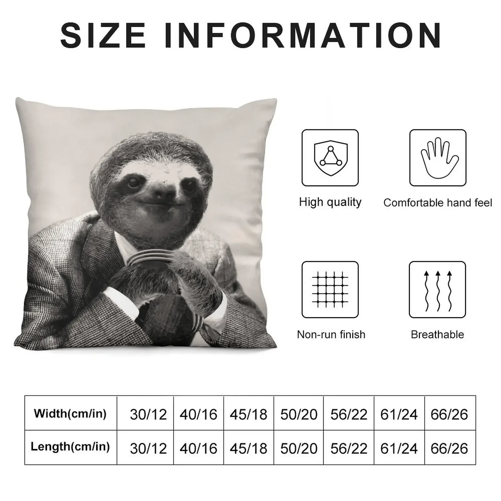 Gentleman Sloth #3 - Print / Home Decor / Wall Art / Poster Gift Birthday Sloth Lover Gift Animal print Canvas Prin Throw Pillow