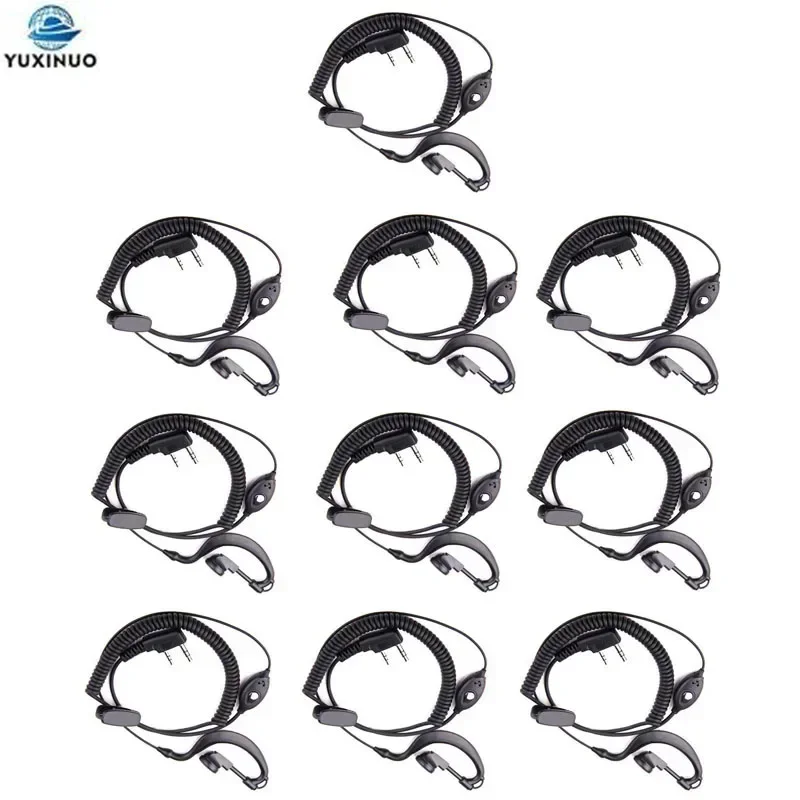 10PCS 2PIN Earpiece Headset PTT MIC Ear Hook Walkie Talkie Earbud Interphone Earphone for BAOFENG UV-5R UV5R BF-888S/KENWOOD/HYT