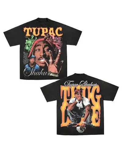 Tupac Shakur Graphic Print T-Shirt Streetwear Fashion Tee Cotton Oversized Unisex T Shirt Y2k Short Sleeves Classic high quality