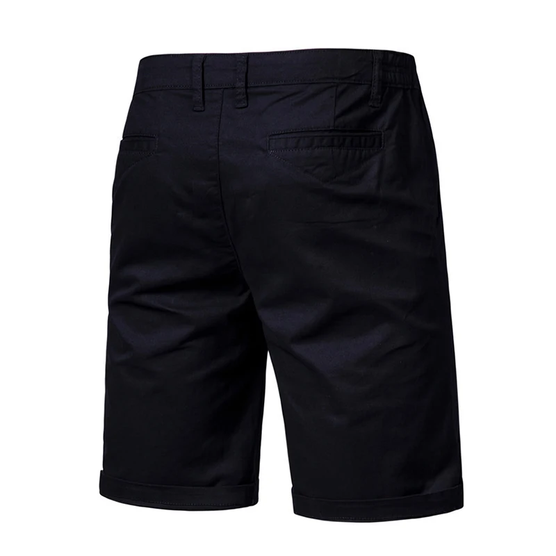 Summer Men\'s Shorts Straight Fit Knee-Length Short Suit Pant Solid Black Khaki Clothing Student Thin Colors Casual Shorts Man