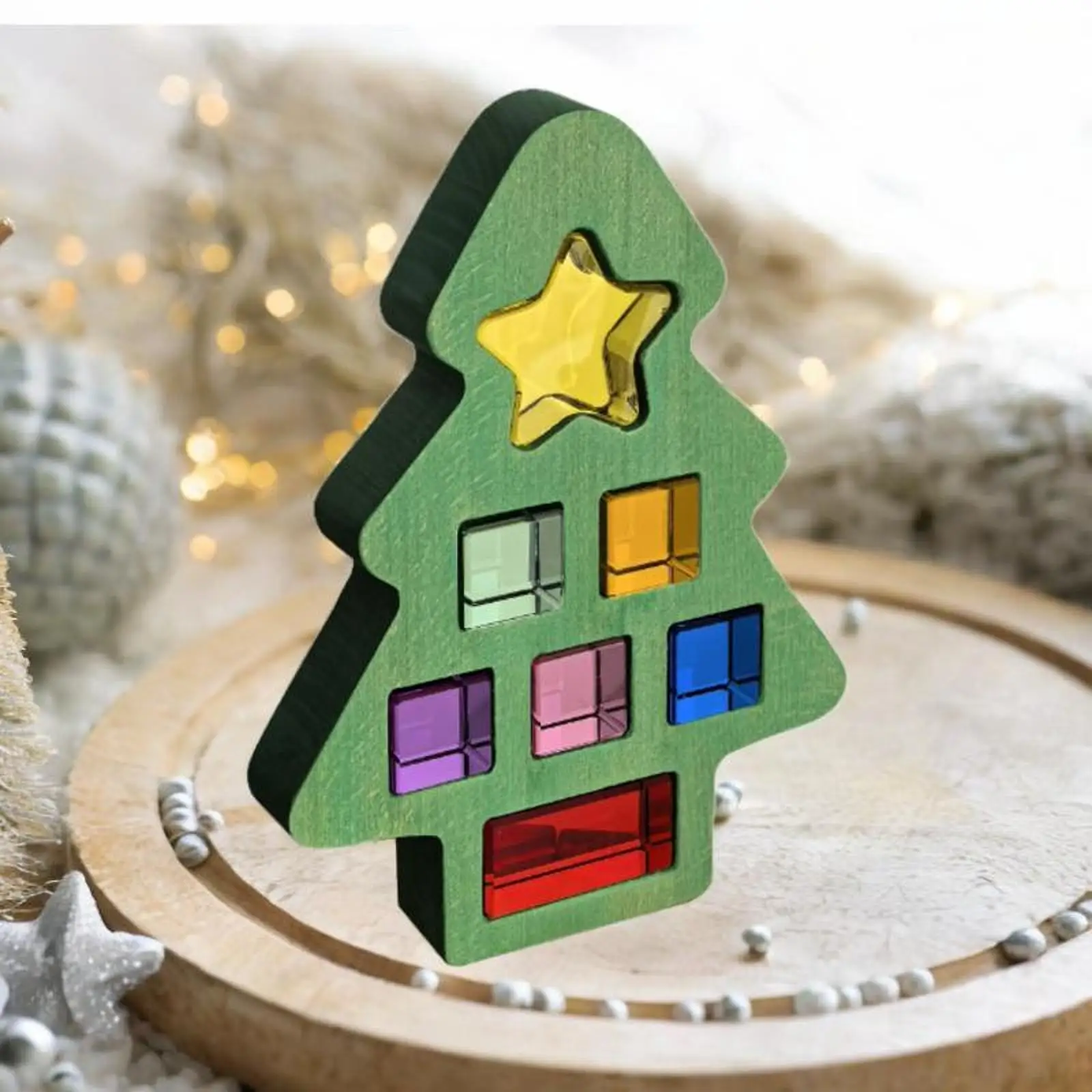 Christmas Tree Shape Acrylic Cubes Blocks,Translucent,Development Toy,Sensory Training Toys,Rainbow for Kids Children Gifts