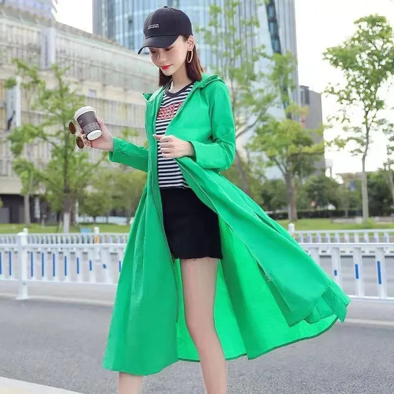 Long Sunscreen Coat Women's Summer 2025New UV Sun-Protective Clothing Jacket Korean Fashion Outwear Leisure Joker Outcoat Female