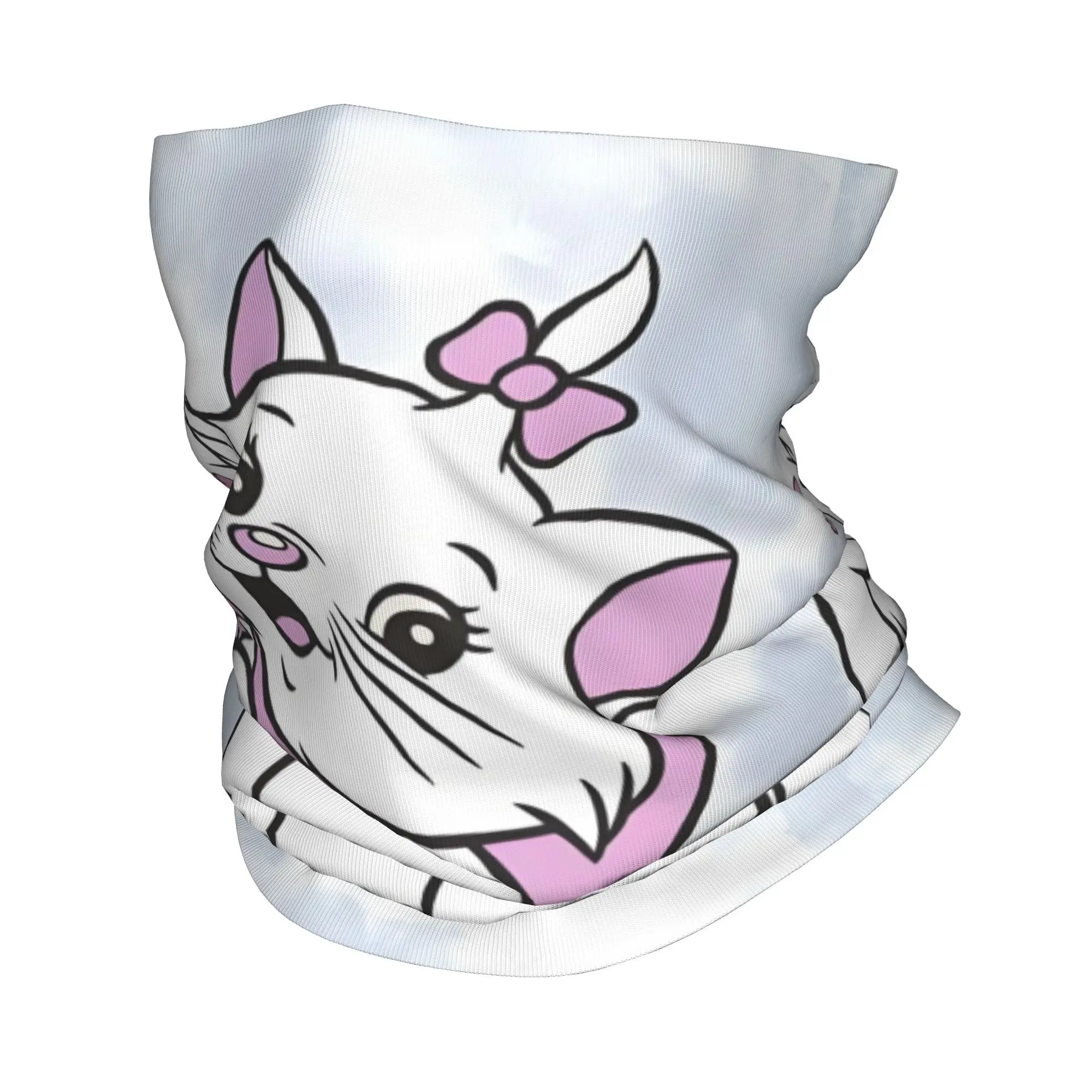 Custom Cartoon Marie Cat Neck Gaiter Men Women Windproof Winter Animal Bows Bandana Scarf for Cycling