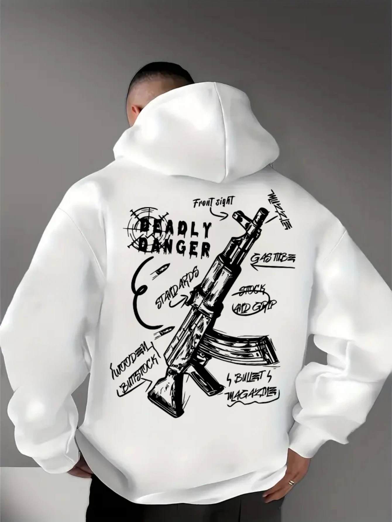 Picture Men's Pattern Hoodie - Casual Polyester Knitted Hoodie with Geometric Assault Gun Pattern  Sweatshirts Hoodies