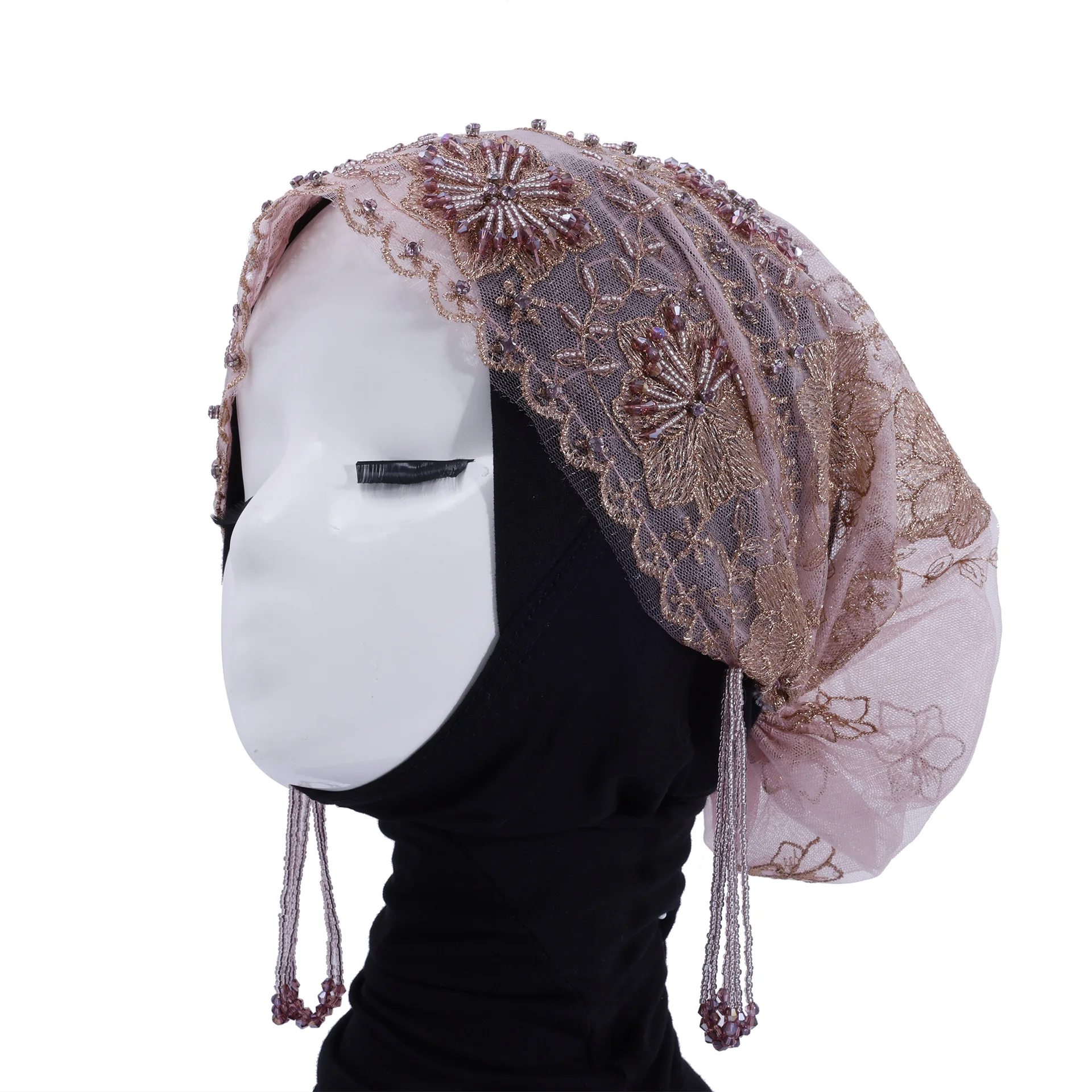 Strass Stickerei Frauen Kopf Turban Muslimischen Weiblichen Hut Krebs Chemo Kappe Afrikanische Kopf Wraps Motorhaube Haarausfall Stirnband Mujer