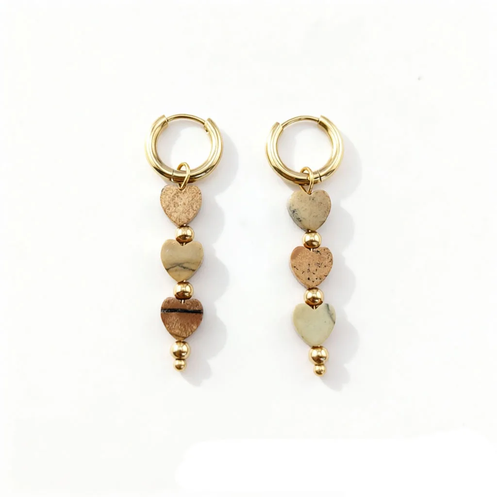 316L Edelstahl Creolen für Damen 2026 Natürlicher Jaspis Herz Mond Stern Anhänger Ohrringe Böhmischer Schmuck – Detail 7